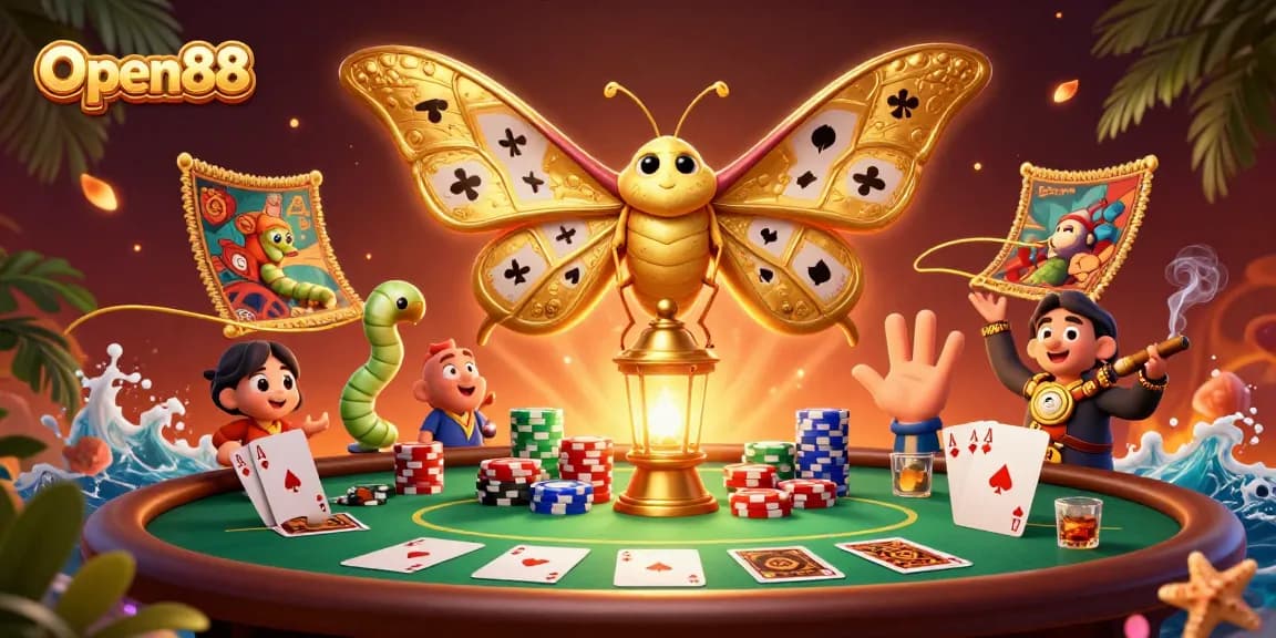 Experience thrilling gaming at Open88 with a vibrant illustration of unique casino elements.