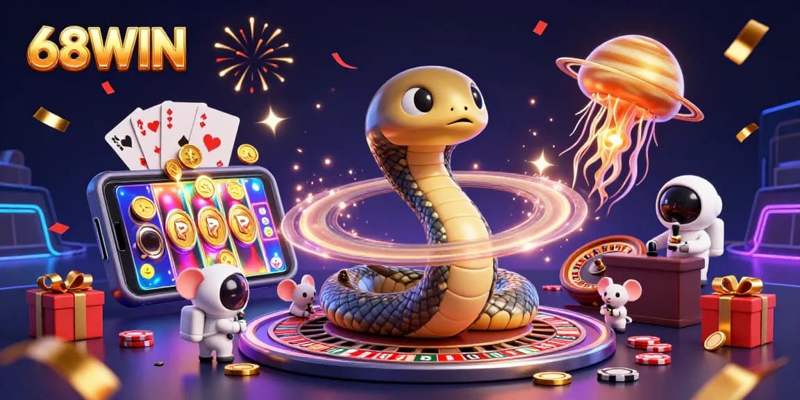Engage with exciting gameplay at 68WIN, featuring a roulette wheel and animated characters.