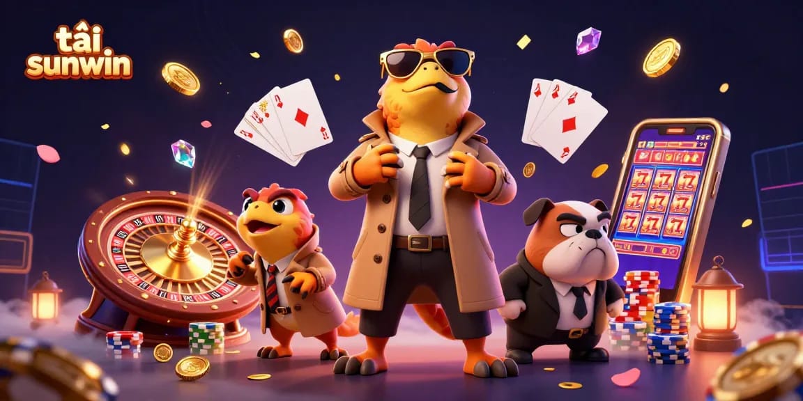 Win big at tải sunwin with raptors in a trench coat entering a VIP casino lounge surrounded by riches.