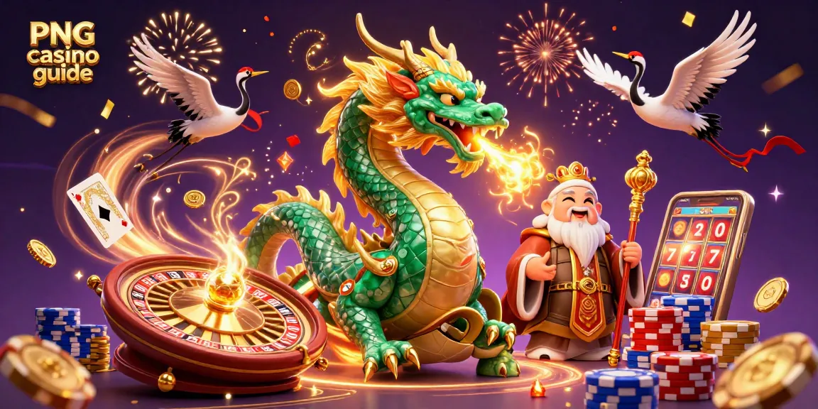 Experience the thrill of gaming with PNG casino guide, featuring lively characters and casino elements.