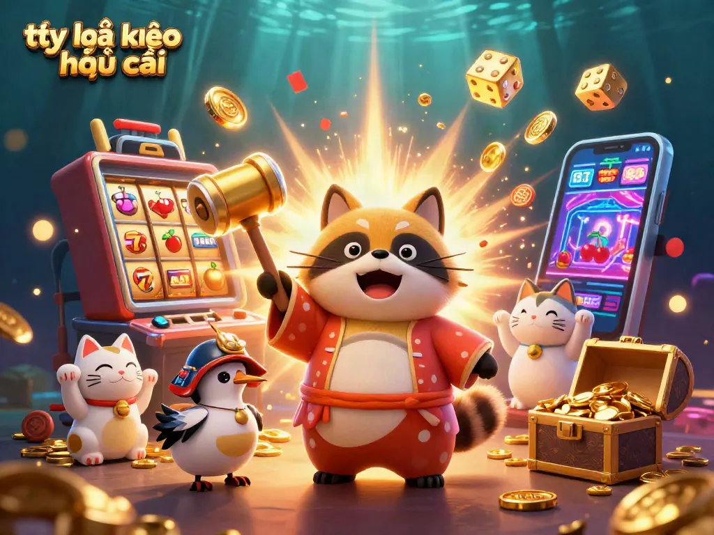 Experience thrilling tỷ lệ kèo nhà cái with vibrant 3D illustration of casino fun and excitement