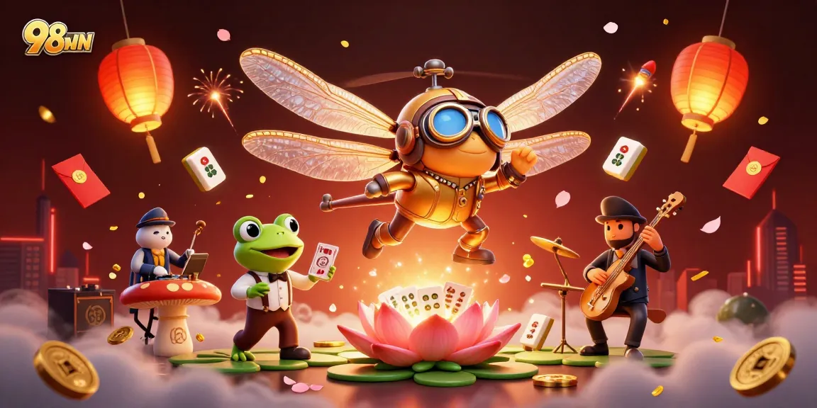 Experience thrilling gaming action with 98WIN as a dragonfly pilot and frog dealer bring excitement to the casino floor.