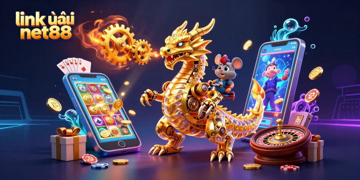 Experience thrilling gameplay with link vào net88 illustrated in an exquisite 3D scene of gaming elements.