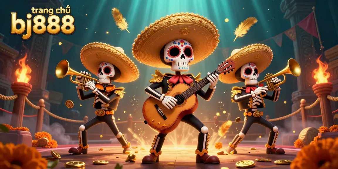 Join the excitement at trang chủ bj888 with a vibrant scene featuring a mariachi band celebrating gambling.