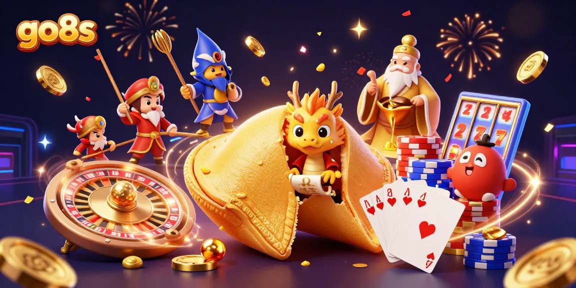 Experience thrilling gameplay at go8s with dynamic casino action, golden coins, and vibrant characters.
