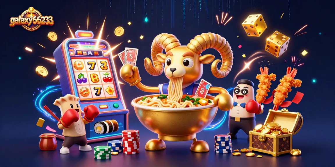 Experience thrilling wins at galaxy66233 with vibrant 3D illustration featuring dynamic casino elements.