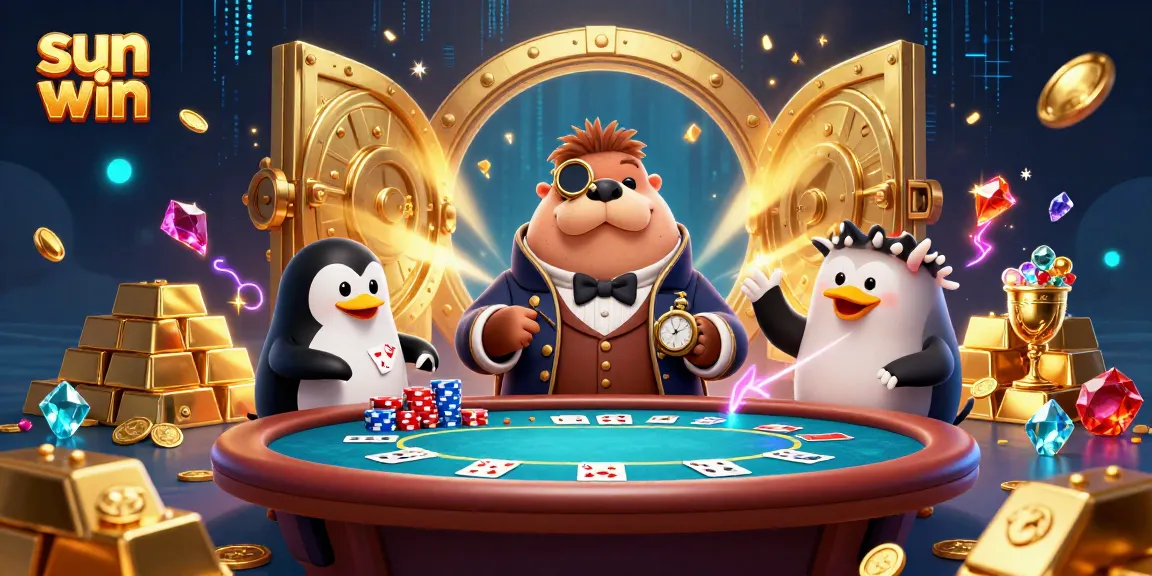 Experience the thrill of poker action at Sun Win with delightful characters and gold treasures.