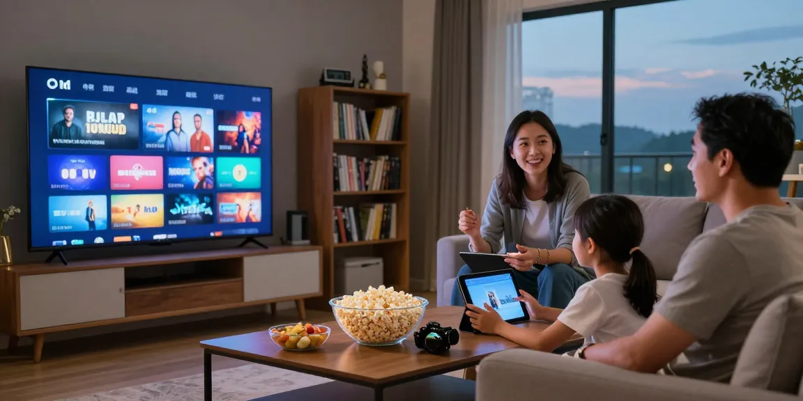 Family enjoying IPTV at home as the best cable alternatives for entertainment.