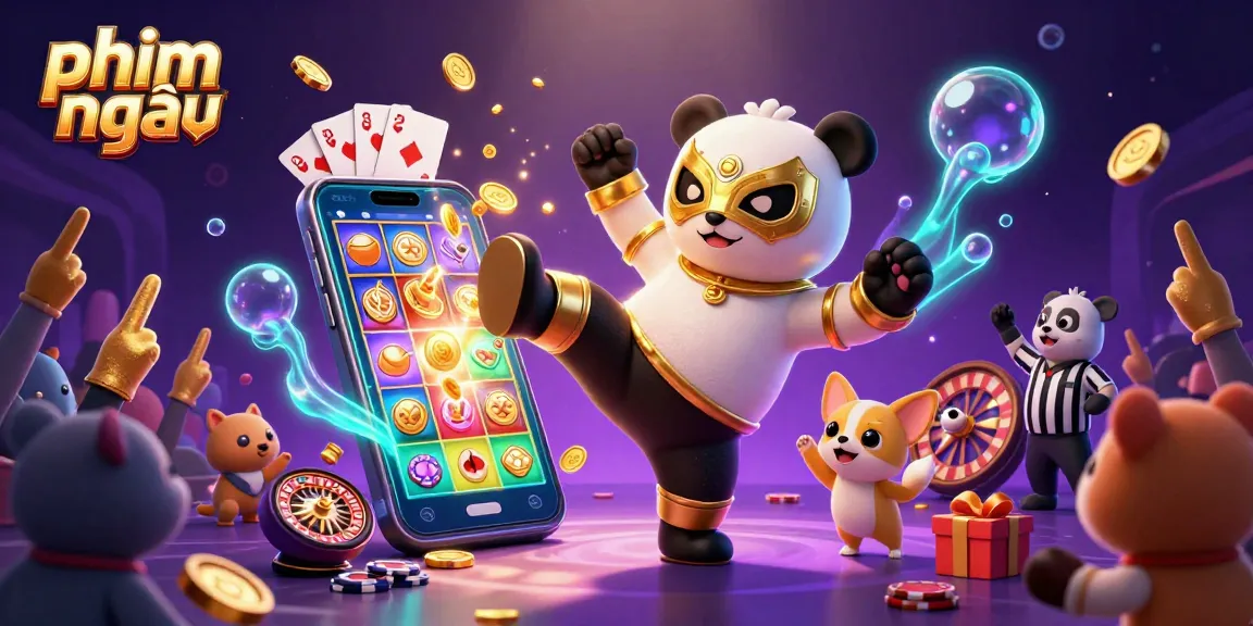 Experience thrilling phim mới action with a kung fu panda and casino games in an exciting illustration.