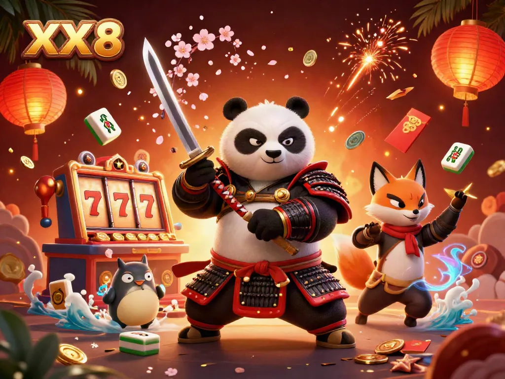 Experience the thrill of XX 8 with heroic samurai and ninja characters in a vibrant gambling scene.