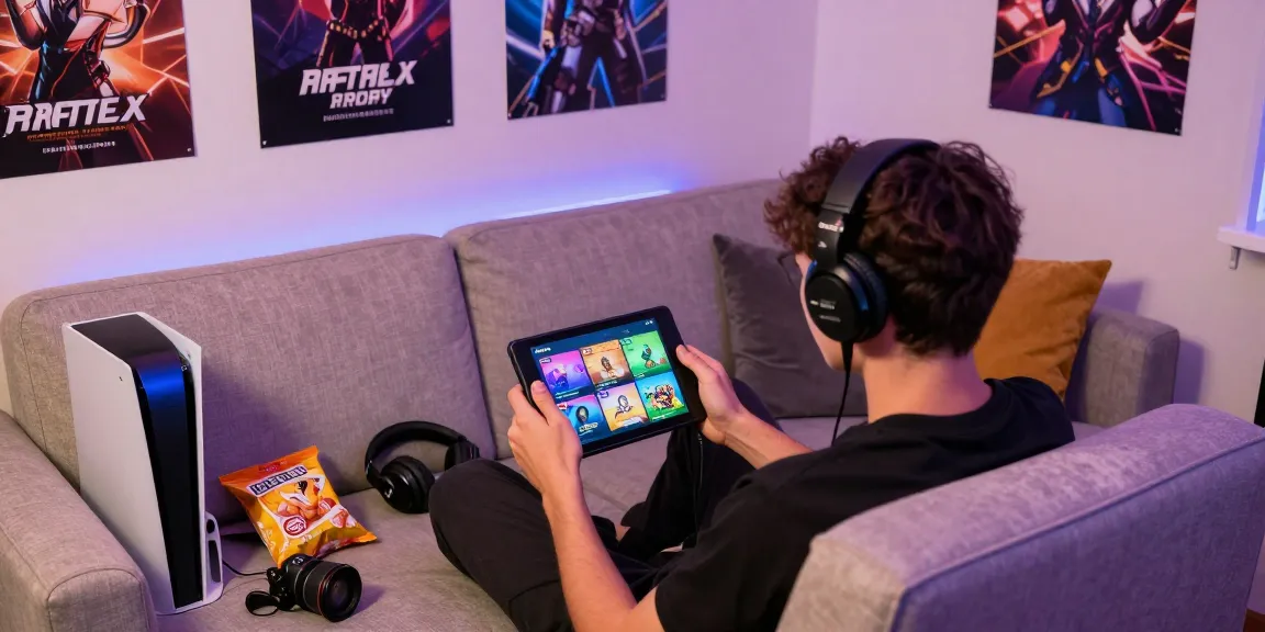 Engaging gaming scene showcasing hentaigames played on a tablet in a cozy setting.