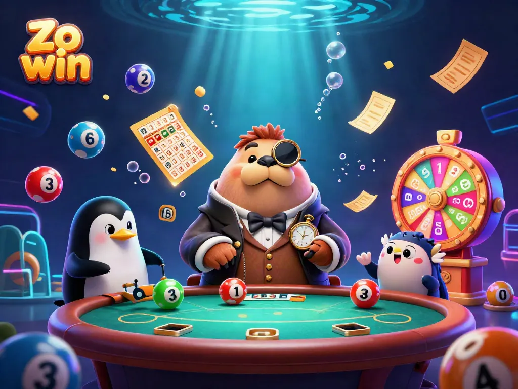 Engaging gameplay in Zo win as a walrus and friends enjoy underwater poker action with dynamic rewards.