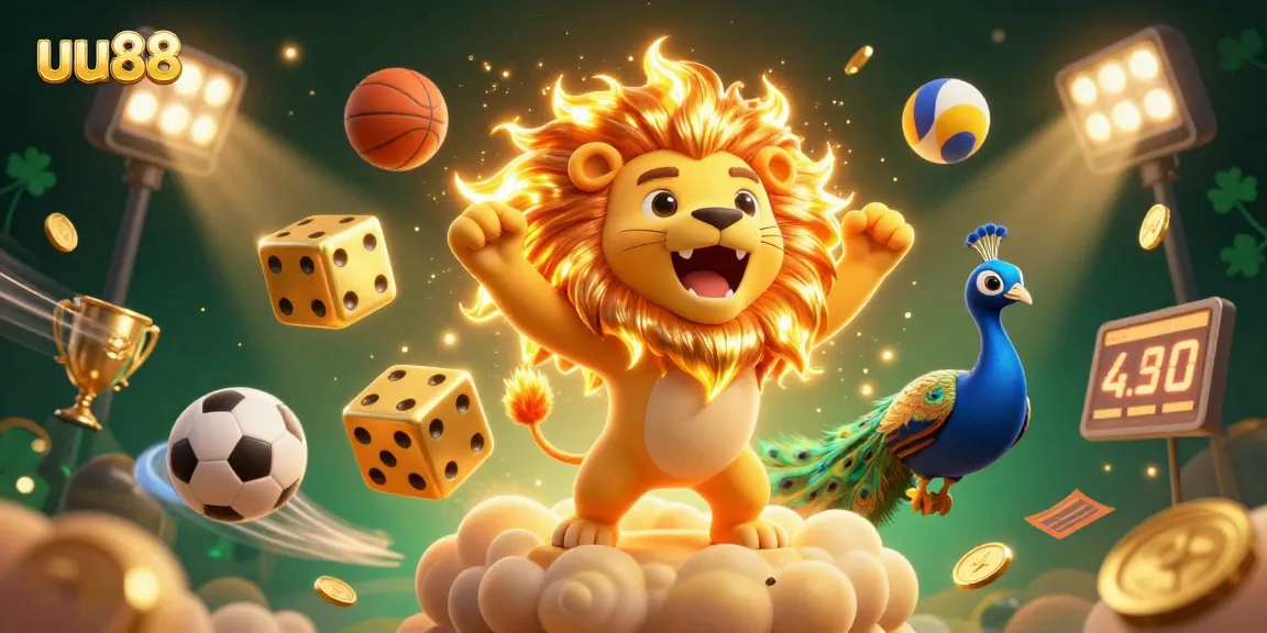 Experience winning strategies at uu88 through a vibrant casino-themed 3D illustration.