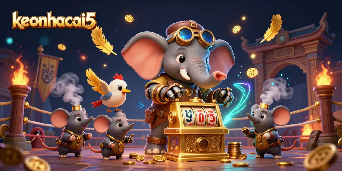 Spin the golden slot machine with keonhacai5 while engaging in a steampunk casino adventure.