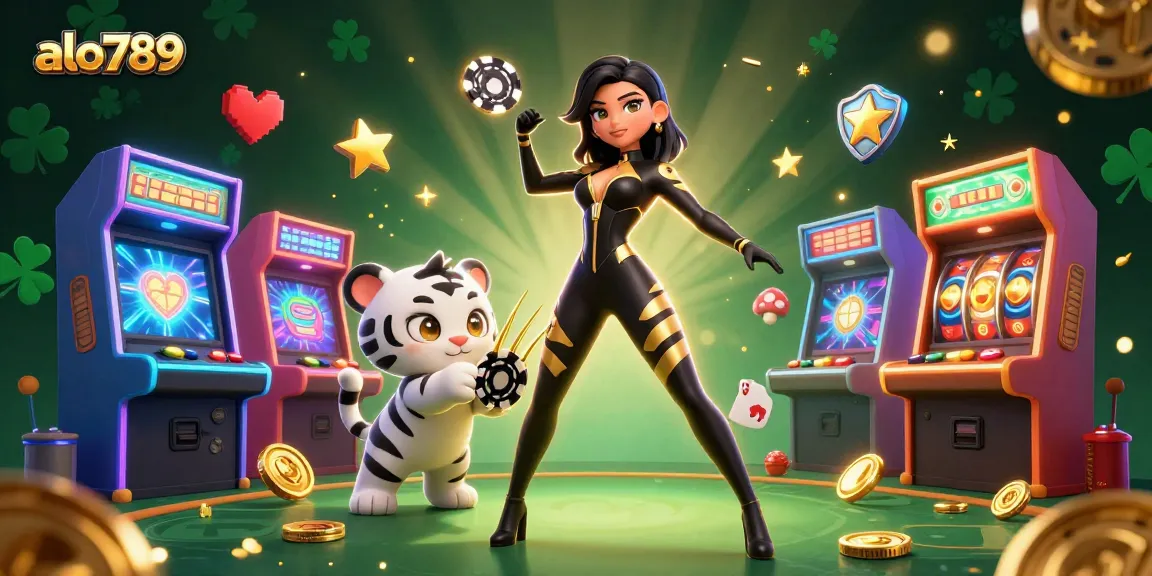 Engage in thrilling gambling adventures with alo789 featuring a dynamic illustration of casino excitement, showcasing a poker-playing tiger and vibrant game elements.