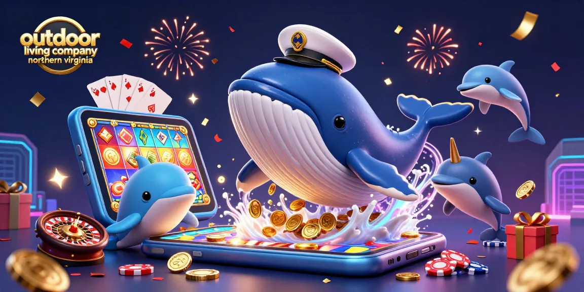 Engage with the outdoor living company northern virginia in a vibrant casino adventure, featuring a whale and poker chips.