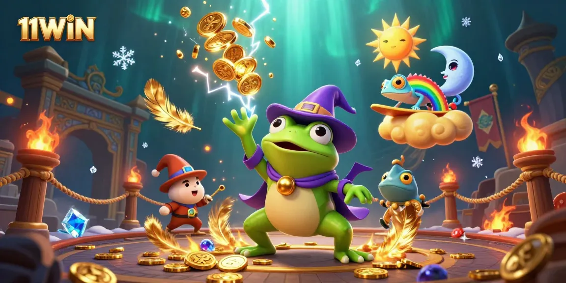 Win big with 11WIN in a magical casino world of coins and vibrant characters.