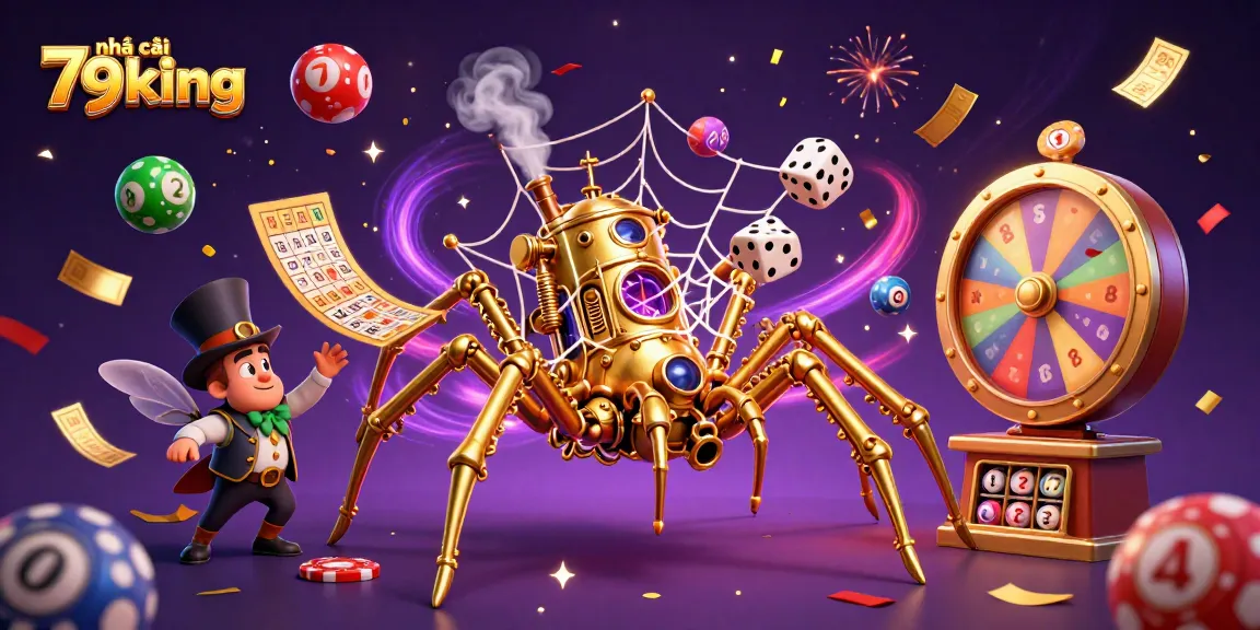 Engage with the unique gaming atmosphere of nhà cái 79king, featuring a captivating steampunk spider and lottery elements.