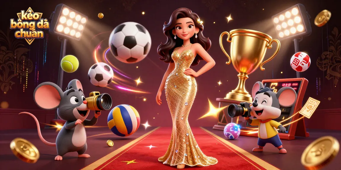 Bet on kèo bóng đá chuẩn with a glamorous scene of sports elements and excitement.