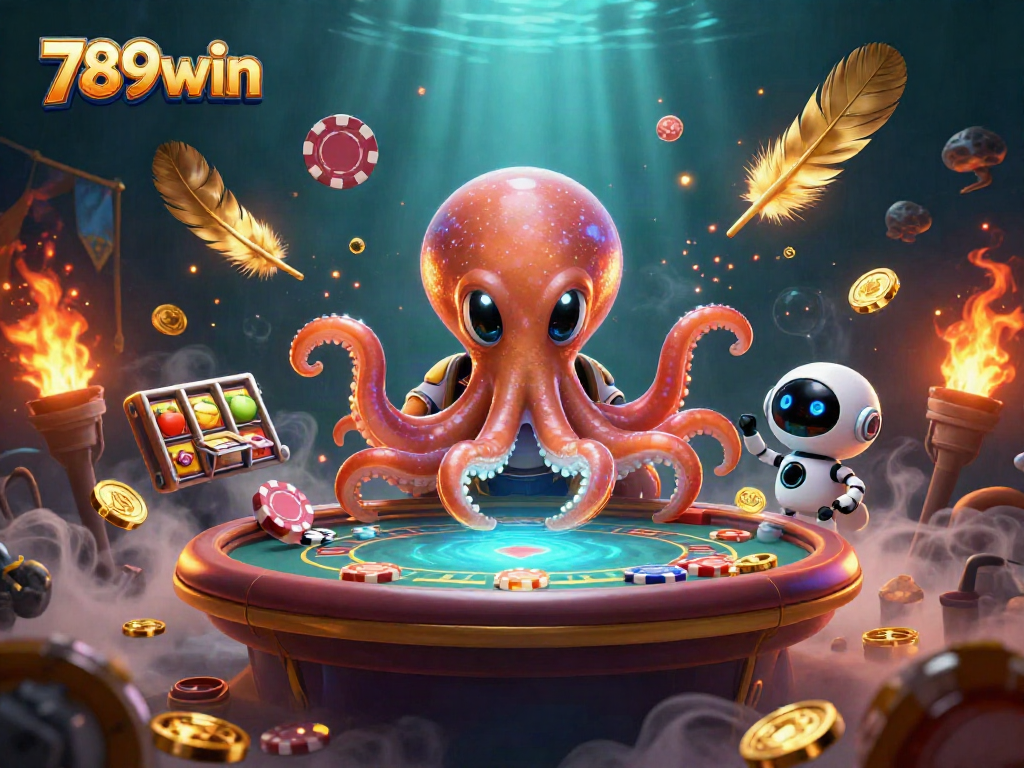 Experience thrilling poker action with 789win's exciting alien octopus and robot companions!