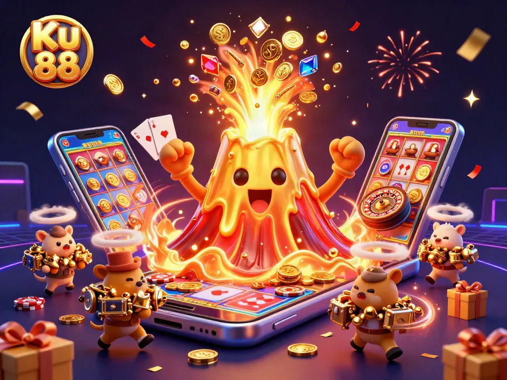 Experience the excitement at Ku 88 with vibrant treasures and dynamic games in a stunning scene.
