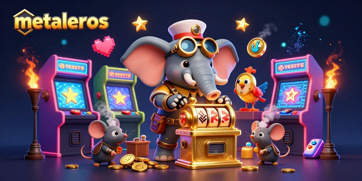 Gambarkan metaleros yang berani menang di mesin slot emas dengan karakter steampunk yang menarik.