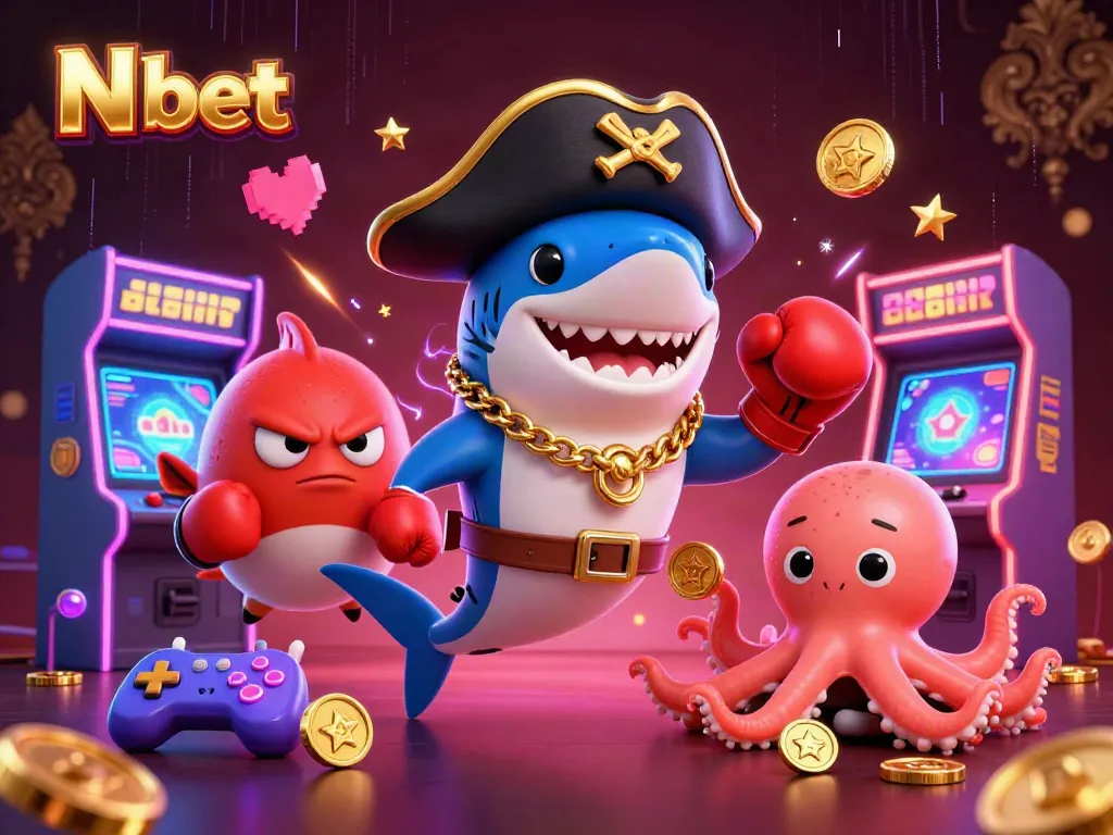 Engage with N bet’s thrilling world where a playful shark, pufferfish, and octopus celebrate gaming victories.