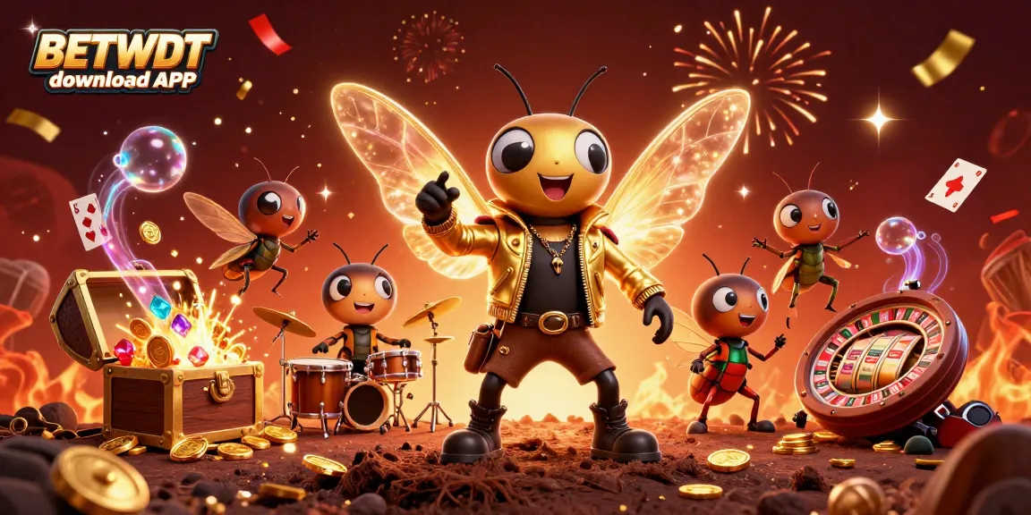 Experience the thrill of BETBDT download APK showcasing vibrant casino elements and animated characters.