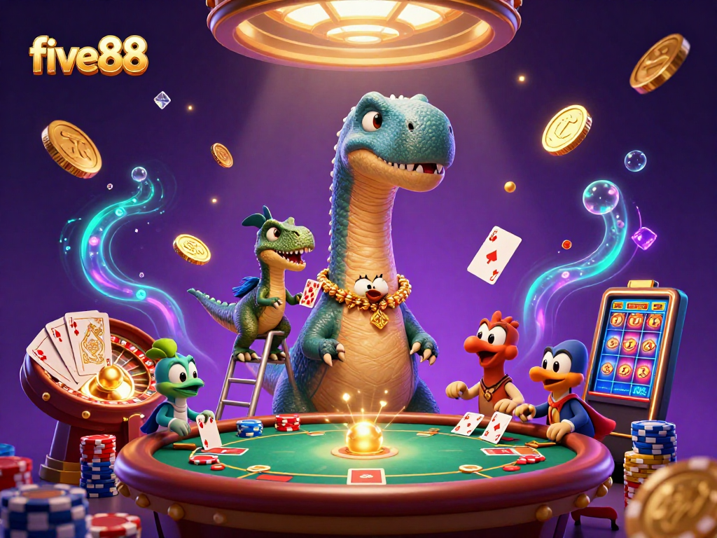 Experience thrilling casino action with five88 featuring dinosaurs, poker, and sparkling gems!