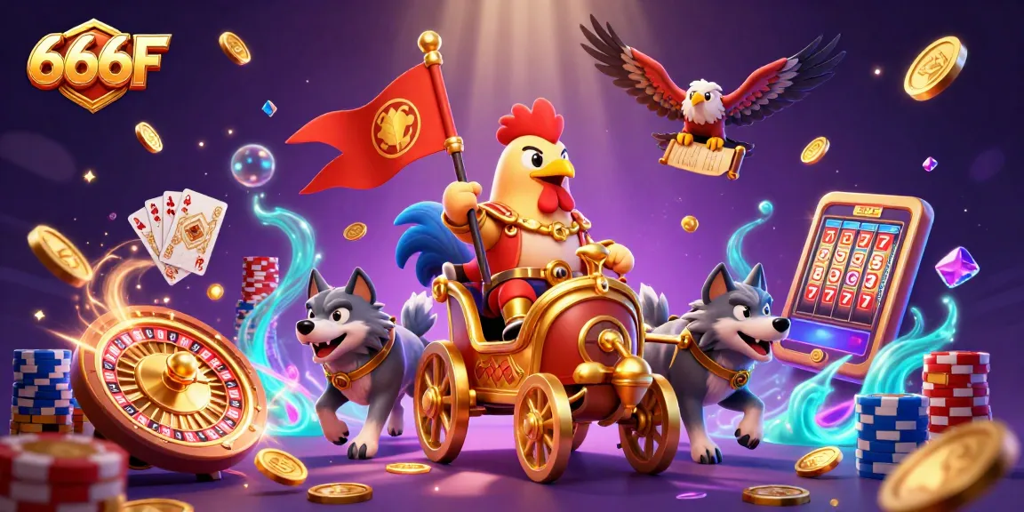 Play dynamic casino games with 666F featuring a golden war chariot and vibrant gambling elements.