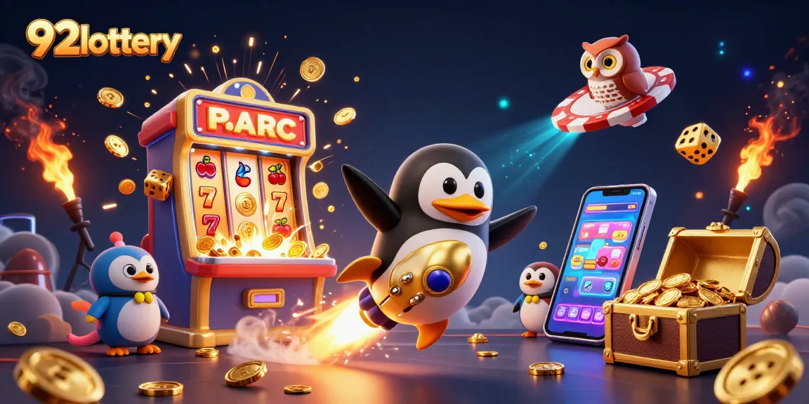 Experience thrilling wins at 92lottery with our vibrant casino adventure illustration featuring fun characters.