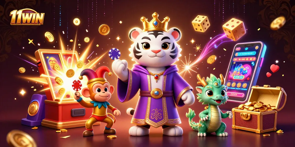 Experience thrilling 11WIN adventures with a vibrant 3D casino scene featuring exciting gaming elements.